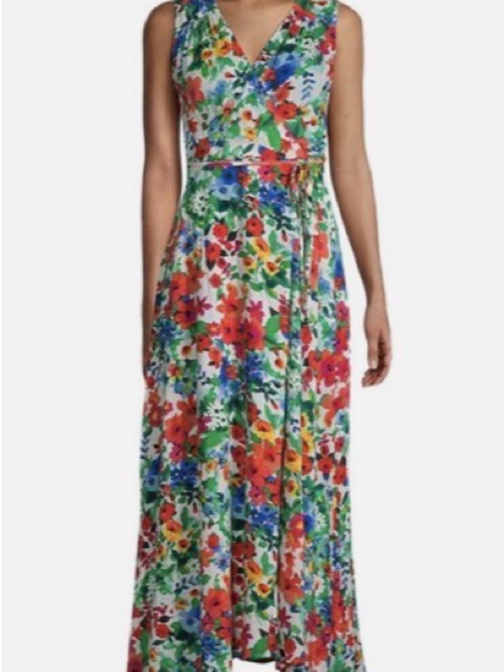Calvin Klein White Floral V-Neck Maxi Dress
